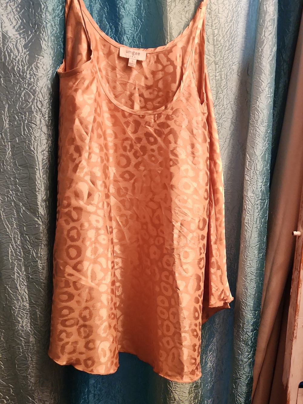 Umgee Satin Leopard-Print Tank Top - Peachy Beige